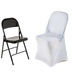 White Premium Spandex Stretch Fitted Folding 300 Chair Cover With Foot Pockets